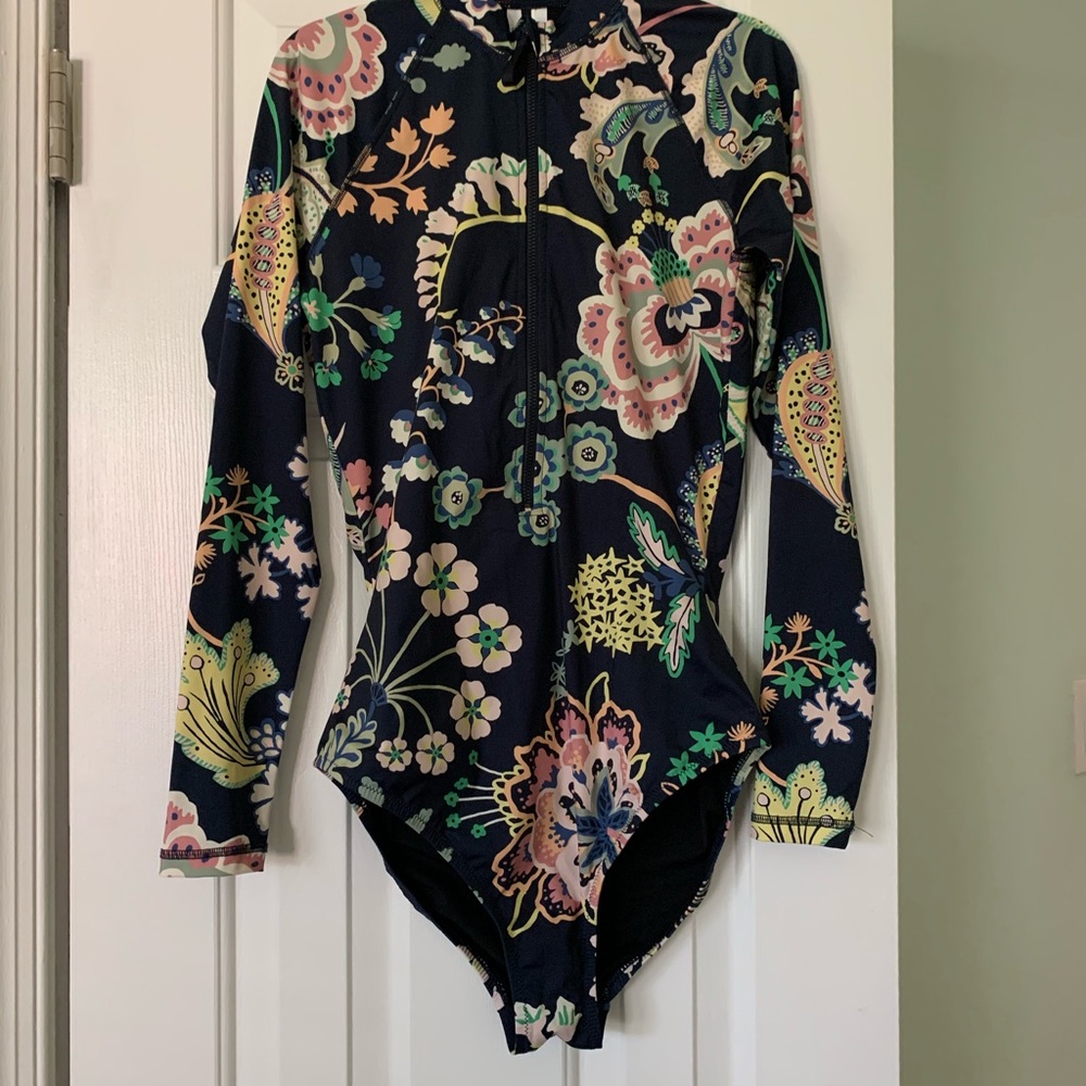 J.Crew long sleeve swimsuit, Navy floral, Size 6